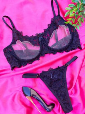 Conjunto Odalisca Renda Luxo Preta