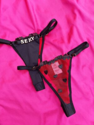Calcinha Tentação Tule Personalizada - Vermelho Preto