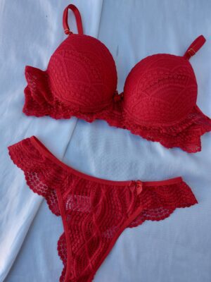 Conjunto de Lingerie Liz Renda - Vermelho