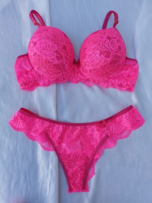 Conjunto de Lingerie Liz Renda - Rosa Neon