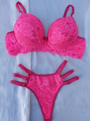 Conjunto de Lingerie Gabrielle Renda - Rosa Neon