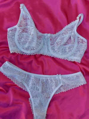 Conjunto de Lingerie Sarah Renda - Branco