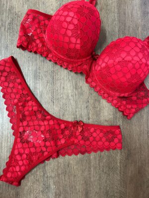Conjunto de Lingerie Liz Renda - Vermelho