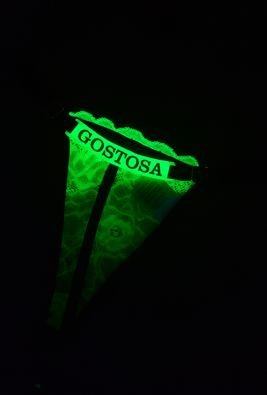 Calcinha Encantada Renda Palavra “Gostosa" Brilha no Escuro – Verde Neon
