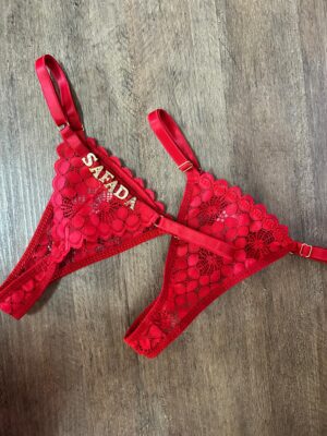 Calcinha Renda Saara Personalizada Vermelha